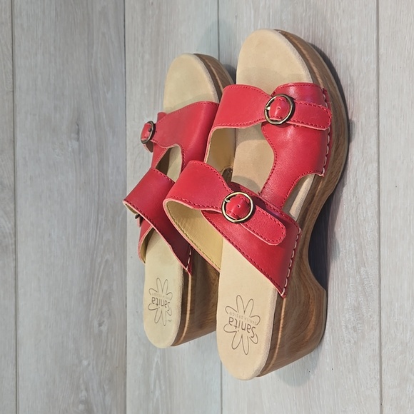 Sanita By Dansko Red Leather Women's Mules Mary Jane Shoes Sz 40/8.5-9 - Picture 2 of 12